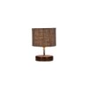 Yukon Grey Jute Table Lamp with brown wood base