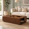 Kingsley Sheesham Wood Geometric Chevron Coffee Table in Walnut Finish