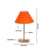 Devansh Orange Cotton Table Lamp With  Natural  Wood Base  & Steel Pipe -(10X16.25 Inches)-30