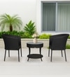 Lismore  Wicker Table And Chair Set In Black Finish
