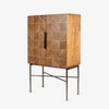 Arrow Solid Wood Bar Unit in Gold Colour