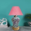 Devansh Conical  Pink Jute Shade  Lamp With  Wood & Mosaicglass Base For Decoration /Office/Home/Gifting/Study For Decoration /Office/Home/Gifting/Study -(10X10X14.5) Inches -
