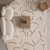 Handmade Wool Shaped Rug Modern Abstract Ivory Green 8 x 10 Feet Carpet