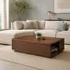 Selwyn Sheesham Wood Linear Slat Coffee Table in Walnut Finish