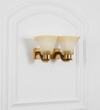 Sutton 2 Light Wall Fitting In Brass And Black Finish Metal With White Glass