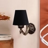 Devansh Metal Electric Wall Light in Antique Gold Colour with Black Shade Count of 1 Light