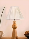 Devansh Off-White Cotton Vintage  Lamp With Wood Base (12X19.25)