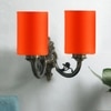 Devansh Metal Electric Wall Light in Antique Gold Colour with Orange Shade Count of 2 Lights