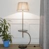 Jigger Metal Multiutility Shelf Floor Lamp With Beige Shade