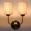 Devansh Metal Electric Wall Light in Gold Colour with Beige Shade Count of 2 Lights