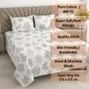 Tara White Floral 400 TC Cotton Flat Super King Size Bedsheet with 2 Pillow Covers – Threads