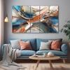 The Castle Decor Marble Abstract Wall Art Set of 5 Wooden Framed  Painting 27x48 Inch Style 2