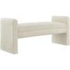 Wooden Twist Soft Hropzy Boucle Upholstered Armrest Ottoman Bench in Cream Colour