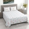 White Floral 400 Tc Cotton Flat  Double Queen Size Bedsheet With 2 Pillow Cover