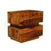 Cnc Square Solid Wood Bedside Table in Honey Finish