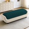 Marko Velvet 2 Seater 4 Feet Ottoman Bench in T Blue & Cream Color