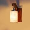 Devansh Solid Wood Electric Wall Light in Brown Colour with White Shade Count of 1 Light