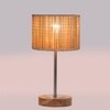 Devansh Bamboo Table Lamp With Natural  Wood Base  & Steel Pipe  -(7X17 Inches)