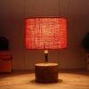Amy Orange Natural Fiber Shade Table Lamp with Natural Wooden Base