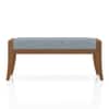 Ibha Solid Wood Entryway Bench In Amber Walnut Finish with Indigo Crest Colour
