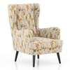 Genoa Wing Chair In Mustard Floral Colour