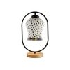 Devansh Multicolor Glass Wooden & Iron  Table Lamp -17 Inch Height - Plap