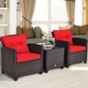 Carry Bird Wicker Patio Furniture Outdoor Balcony Chairs In Brown And Red Colour