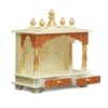 D'Dass Red and Golden Sheesham Wood and Mdf Temple For Pooja In Home and Office