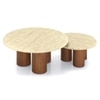 Enzo Set Of 2 Round Solid Wood Coffee Table In Amber Walnut Finish