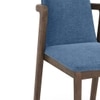 Harper Solid Wood Single Dining Chair In Danish Walnut Finish with Baltic Blue Colour