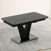 Caribu 6 To 8 Extendable Dining Table In Black Marble Color With High Gloss Finish