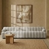 Chiccomfort Wood 4 Seater With Upholstery Non Storage Sofa In Beige Colour