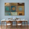 Truss Blue Pieces Pass Way Iii Abstract Printed Framed Canvas Wall Prints Set of 3 Multicolor Matte