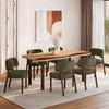 Dune Solid Oak Wood Dining Table With 6 Dune Solid Wood Dining Chairs (Finish : Gradient Oak, Chair Colour : Deep Olive Velvet)