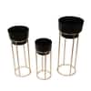Pipe Planter With Stand Set Of 3 In Black Colour