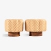 Taal Solid Wood Pouf Set of Two in Beige Colour