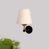 Devansh Metal Electric Wall Light in Black Colour with off-white Shade Count of 1 Light