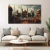 The Castle Decor Mughal Forts Wall Art Set of 5 Digital Painting 27x48 Inch