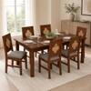 Globally Indian Margaux Solid Sheesham Wood 6 Seater Dining Table Set 6 Chairs Grey