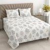 Tara White Floral 400 TC Cotton Flat Super King Size Bedsheet with 2 Pillow Covers – Threads