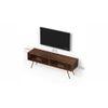 Averyl Engineering Wood TV Entertainment Unit Set Top Box Stand/TV Cabinet with Shelves for Books & Décor Display Unit with Black Pencil Legs, Ideal for 55 Inches (Brown Maple)