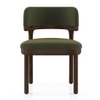 Dune Solid Wood Single Dining Chair In Brown Oak Finish with Deep Olive Velvet