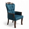 Arista Sheesham Wood Lounge Chair In Turquoise Sea Velvet Upholstery