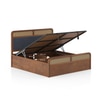 Hanoi Solid Wood Cane Queen Size Hydraulic storage Bed In Amber Walnut Finish Fabric Davis Plus