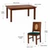 Globally Indian Elodie Solid Sheesham Wood 6 Seater Dining Table Set 6 Chairs Teal Blue