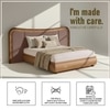 Elowen Softline Queen Size Bed in velvet With Oak wood Frame & Hydraulic Storage