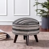 Bohemian Jacquard Wooden Ottoman in Black & White
