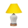 Devansh Conical Yellow Cotton Shade Lamp With Wood & Mosaic Glass Base For Decoration/Office/Home/Gifting/Study For Decoration/Office/Home/Gifting/Study -(10X10X14.5) Inches -A