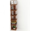 Bluewud Wudville Braine Engineered Wood Wall Mount Corner Shelf, Display Rack, (6 Square Shelves - Walnut)