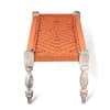 Hamilton Sheesham Wood Vintage 3 Seater Maachi Balcony Bench with 2 Stools in Orange Rope Canning